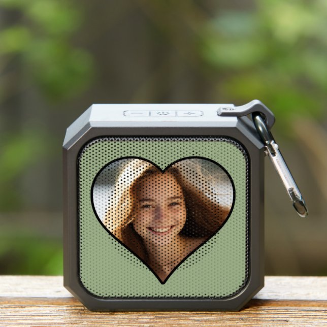 Custom Photo Sage Green Heart Personalized Picture Bluetooth Speaker (Insitu(Outdoor))