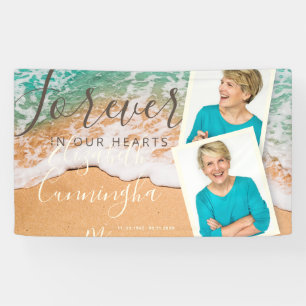 Custom Photo Sandy Ocean Beach Funeral Memorial Banner