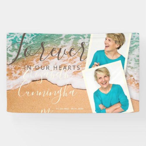 Custom Photo Sandy Ocean Beach Funeral Memorial Banner