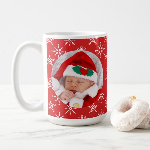 Custom Photo Santa Baby Snowflakes & Red Coffee Mug