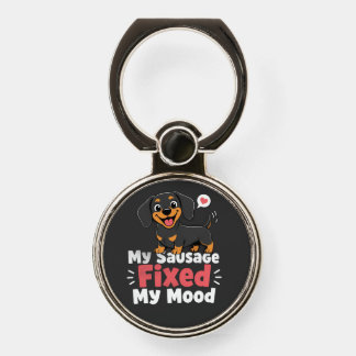 Custom Photo Sausage Dog Fixed My Mood Phone Ring Stand