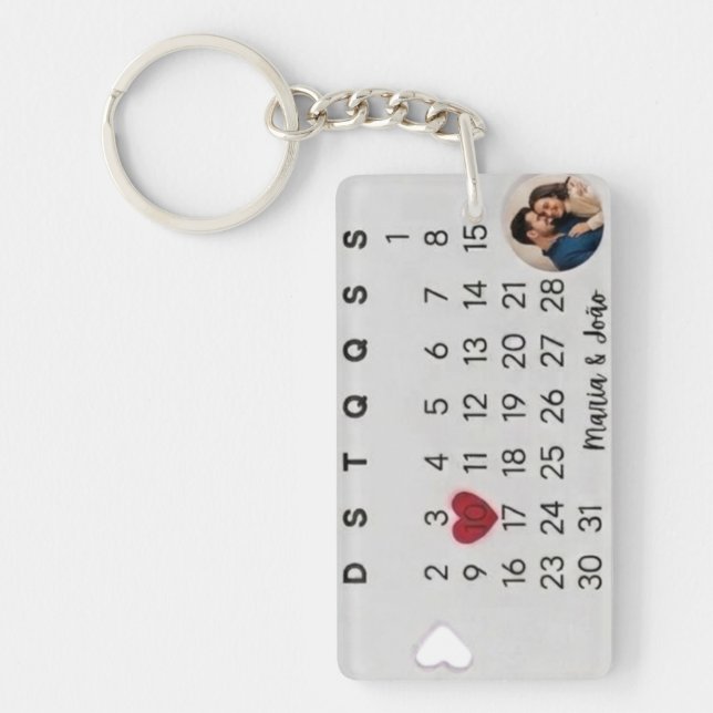 Custom Photo Save the Date Calendar Keychain (Front)