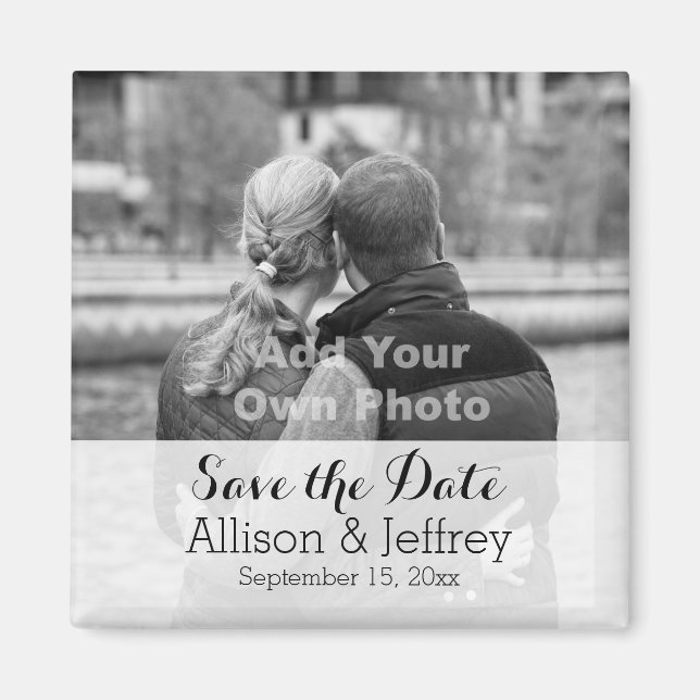 Custom Photo Save the Date Square Magnets (Front)