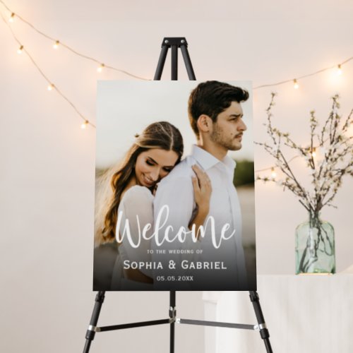 Custom Photo Script Font Wedding Welcome Sign 