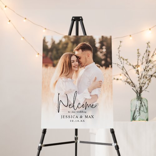 Custom Photo Script Font Wedding Welcome Sign