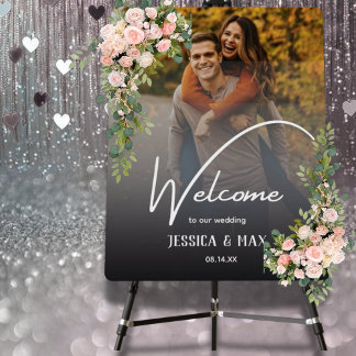 Custom Photo Script Font Wedding Welcome Sign