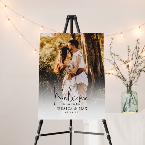 Custom Photo Script Font Wedding Welcome Sign