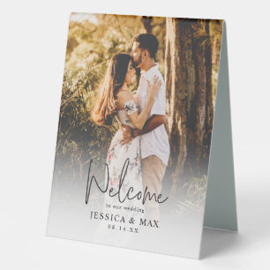 Custom Photo Script Font Wedding Welcome Tent Sign