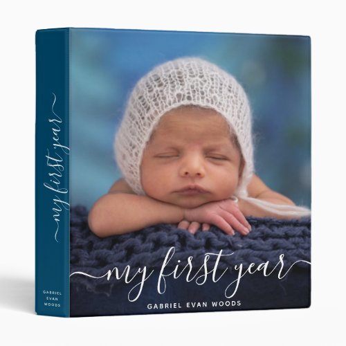 Custom Photo Script Overlay Personalized Baby  3 R 3 Ring Binder