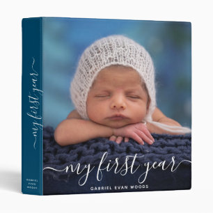 Custom Photo Script Overlay Personalized Baby  3 R Ring Binder