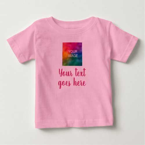 Custom Photo  Script Text Pink Trendy Template Baby T_Shirt