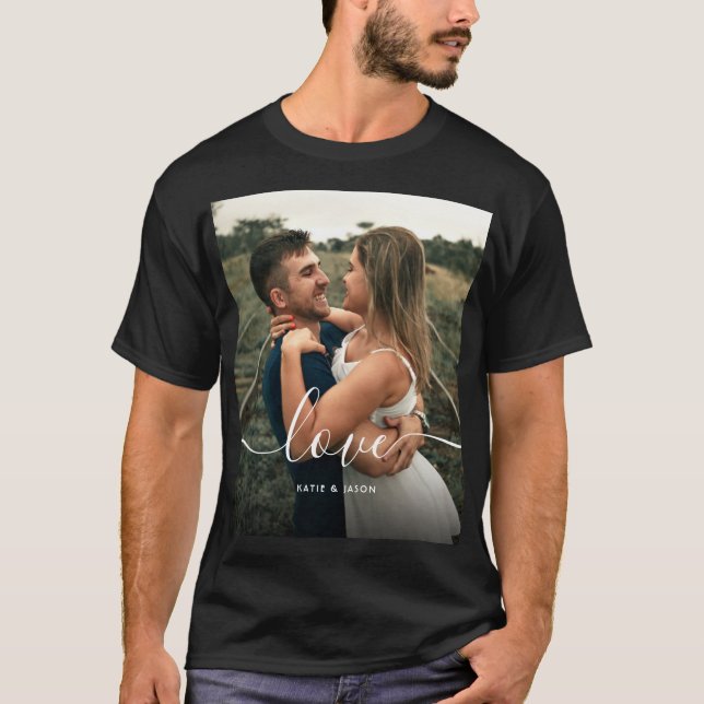 Custom Photo Script Text T-Shirt (Front)