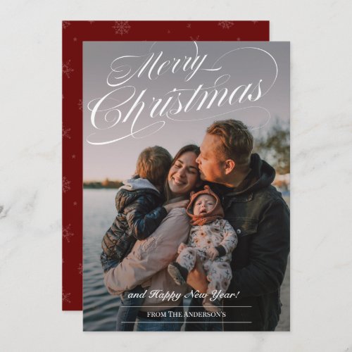 Custom Photo Script Typography Merry Christmas Holiday Card