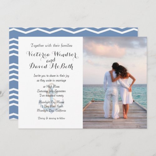 Custom Photo Sea Blue Beach Wedding Invitation
