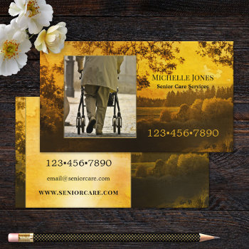 Custom Photo Senior Care Services Business Card by sunnysites at Zazzle