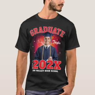 Custom Photo Senior Class Graduate Bootleg Rap Red T-Shirt