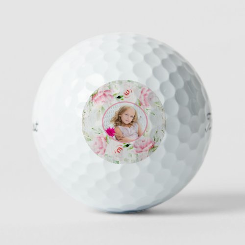 Custom Photo _ Shabby Chic Rose _ Golf Balls