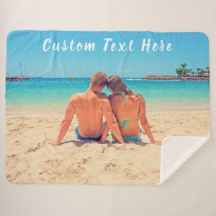 Custom Photo Sherpa Blanket Personalized Text