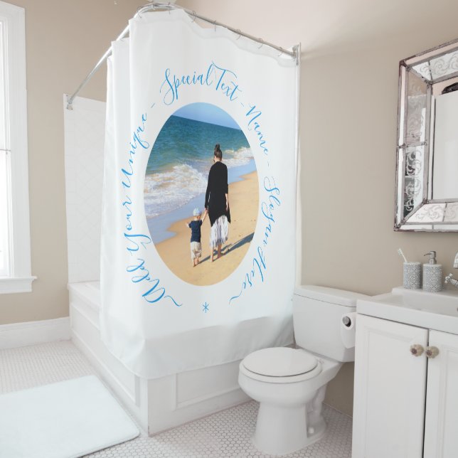 Custom Photo Shower Curtain Personalized Text (In Situ)