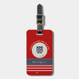 custom photo + signature on red airplane travel luggage tag