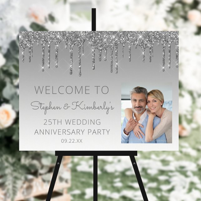 Custom Photo Silver 25th Anniversary Welcome Foam Board (Creator Uploaded)