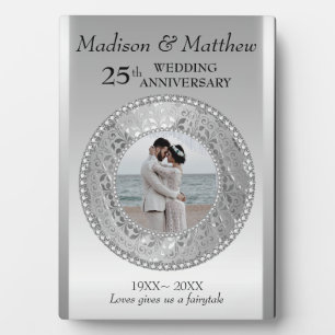 Custom Photo Silver Background Anniversary Plaque