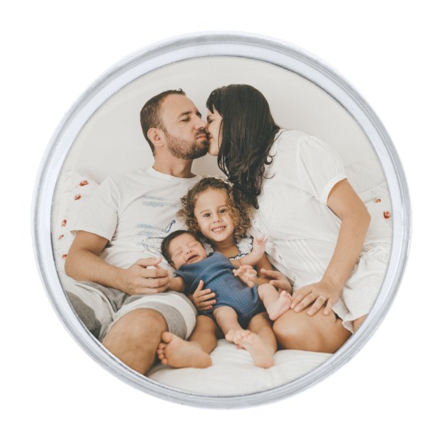 Custom Photo Silver Finish Lapel Pin (Front)