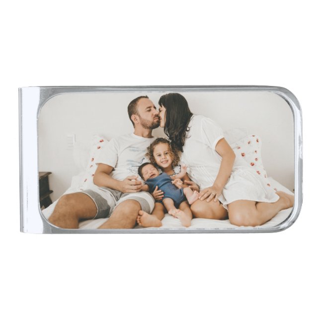 Custom Photo Silver Finish Money Clip (Front)