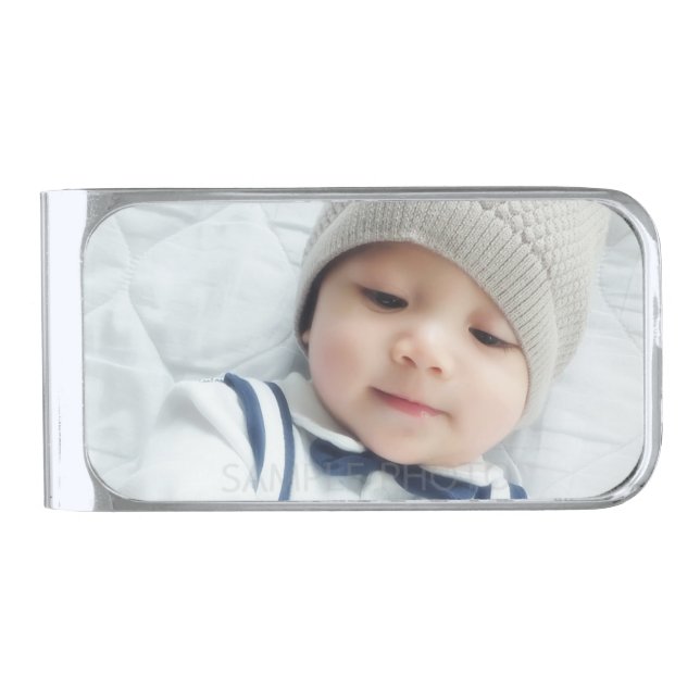 Custom Photo Silver Finish Money Clip (Front)