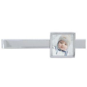 Custom Photo Silver Finish Tie Bar