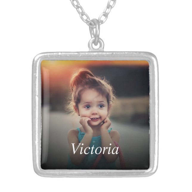 Custom Photo Silver Plated Necklace (Front)