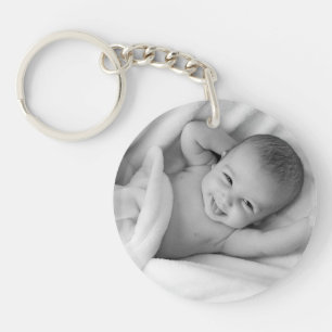 Custom photo simple black and white keychain