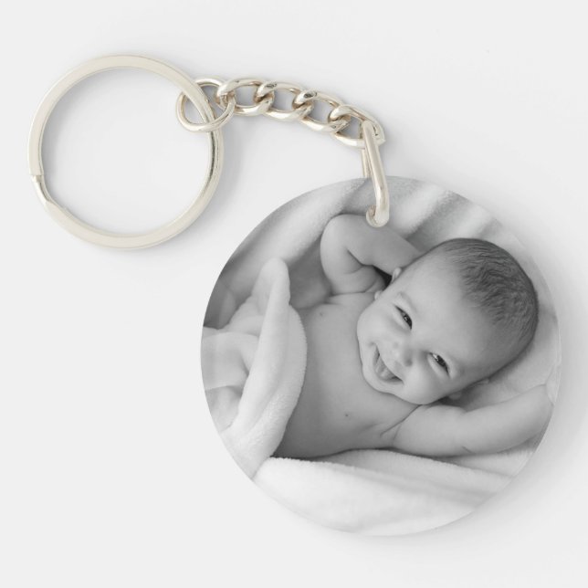 Custom photo simple black and white keychain (Front)