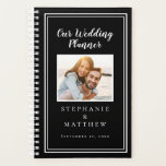 Custom Photo Simple Black & White Chic Wedding Planner<br><div class="desc">Get organized for your wedding with this modern wedding planner! Design features a simple contemporary minimalist design with a double frame border in crisp white on a classic black background. Add your favorite engagement picture and future wedding date to customize your details in chic lettering and script. The back of...</div>