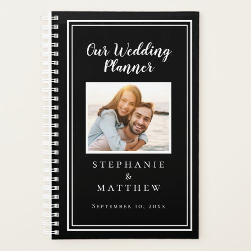 Custom Photo Simple Black  White Chic Wedding Planner