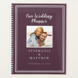 Custom Photo Simple Cassis Purple & White Wedding Planner<br><div class="desc">Get organized for your wedding with this modern wedding planner! Design features a simple contemporary minimalist design with a double frame border in crisp white on a trendy cassis purple background. Add your favorite engagement picture and future wedding date to customize your details in chic lettering and script. The back...</div>