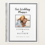 Custom Photo Simple Chic White & Black Wedding Planner<br><div class="desc">Get organized for your black and white wedding with this modern wedding planner! Design features a simple contemporary minimalist design with a double frame border in sophisticated black on a crisp white background. Add your favorite engagement picture and future wedding date to customize your details in chic lettering and script....</div>