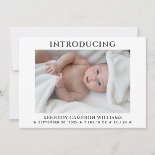 Custom Photo Simple Cute Hello Baby Newborn Birth Announcement