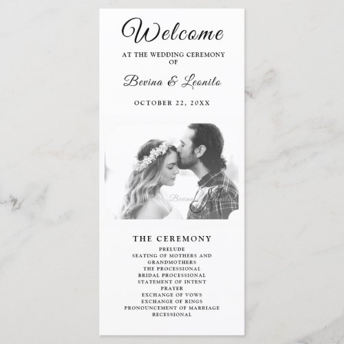 Custom Photo Simple Elegant Script Modern Wedding Program