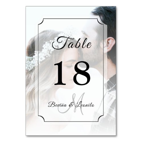 Custom Photo Simple Elegant Script Table Card