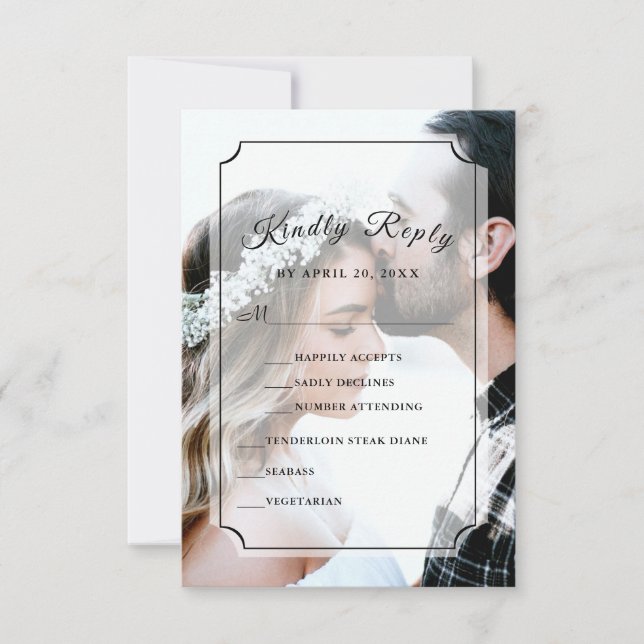 Custom Photo Simple Elegant Script Vertical  RSVP Card (Front)