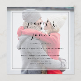 Custom Photo Simple Elegant Script Wedding Invitation