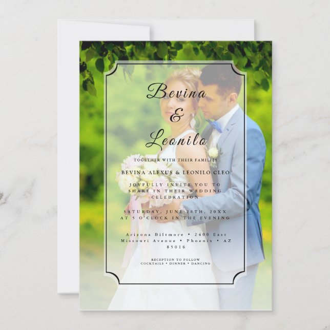 Custom Photo Simple Elegant w Single Initial  Invitation (Front)