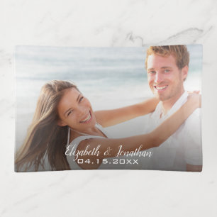 Custom Photo Simple Elegant Wedding Trinket Tray