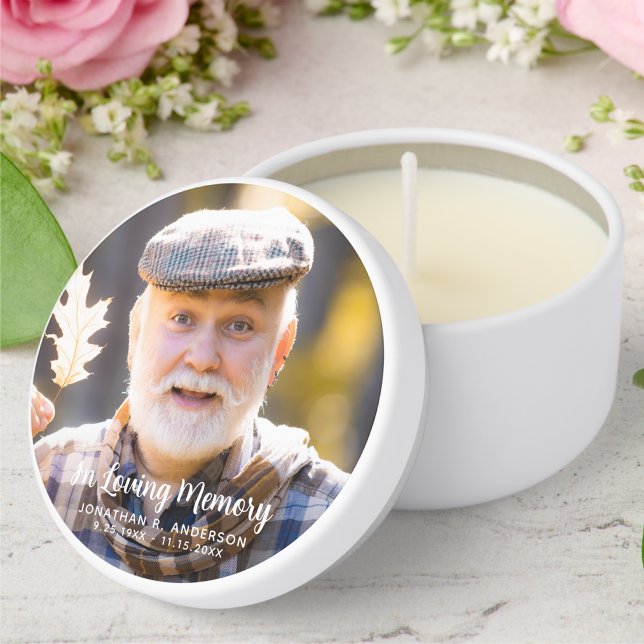 Custom Photo Simple Memorial Personalized Funeral Mini Candle Favors (Creator Uploaded)