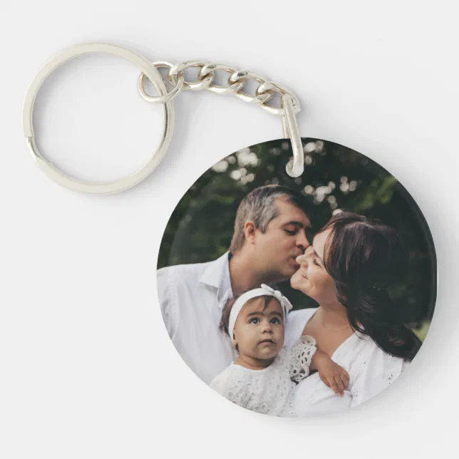 Custom Photo Simple Minimalist Family Keychain 