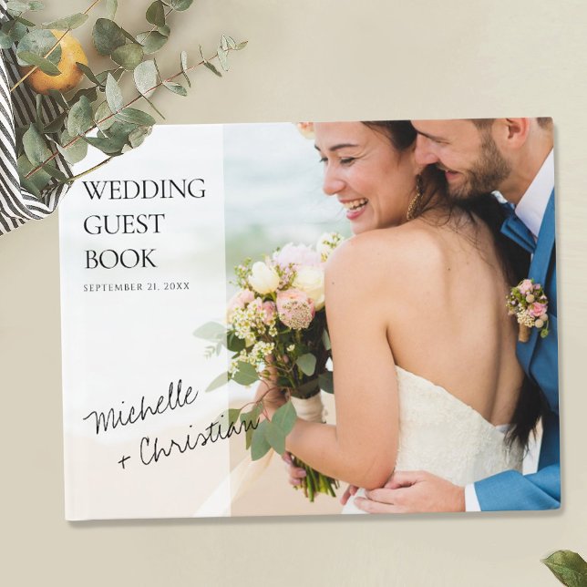 Custom Photo Simple Modern Wedding Guest Book (Creator Uploaded)