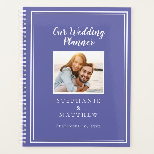 Custom Photo Simple Periwinkle Blue White Wedding Planner