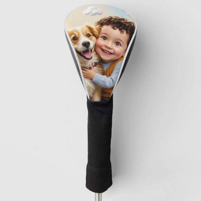 Custom Photo Simple Personalized Golfer Driver Golf Head Cover (Front)