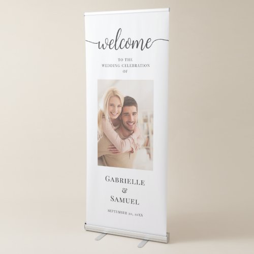 Custom Photo Simple Wedding Welcome Retractable Banner